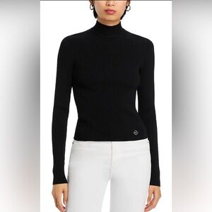 Michael Kors Black Mockneck Top with Silver Logo